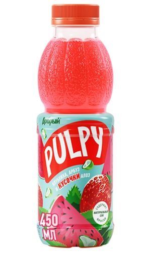 Pulpy Клубника, арбуз и кусочки алоэ